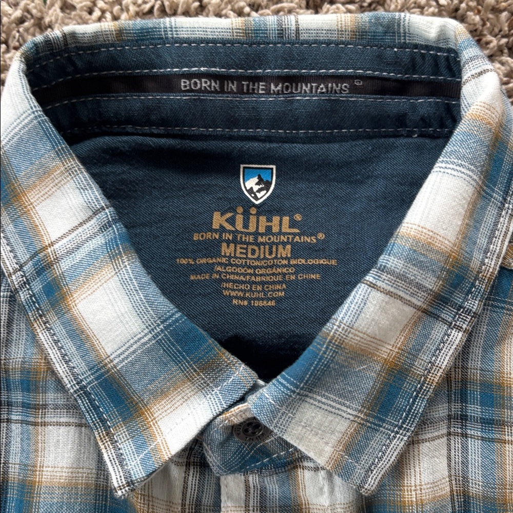 Kuhl Born in the Mountains Plaid Short Sleeve Button Up Shirt Mens Medium - Picture 2 of 4